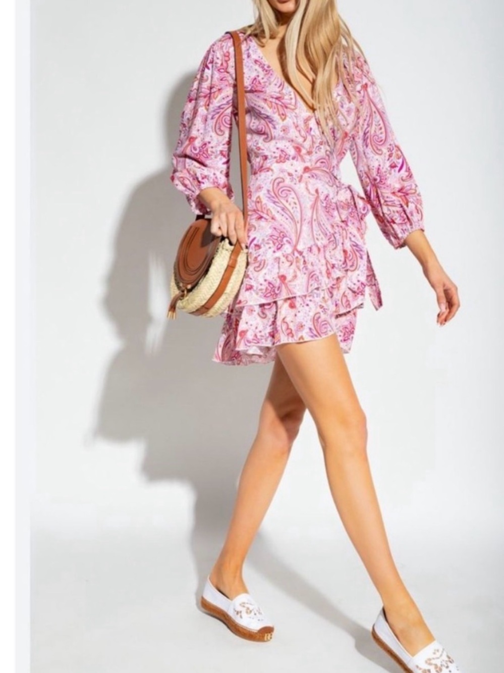 Melissa Odabash Pink Orange Paisley Wrap Dress
